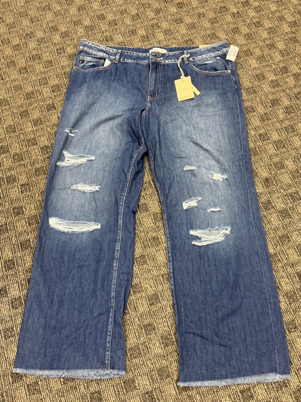 Maurices Medium Blue Distressed Wide-Leg Jeans